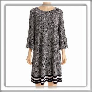 MICHAEL Michael Kors Paisley Print 3/4 Bell Sleeve Shift Dress Size XL